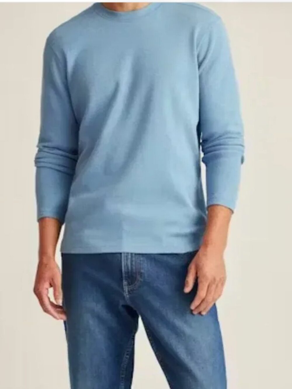 Bonobos Men's Waffle Tee Shirt Long Sleeve Medium Blue 100% Cotton Medium